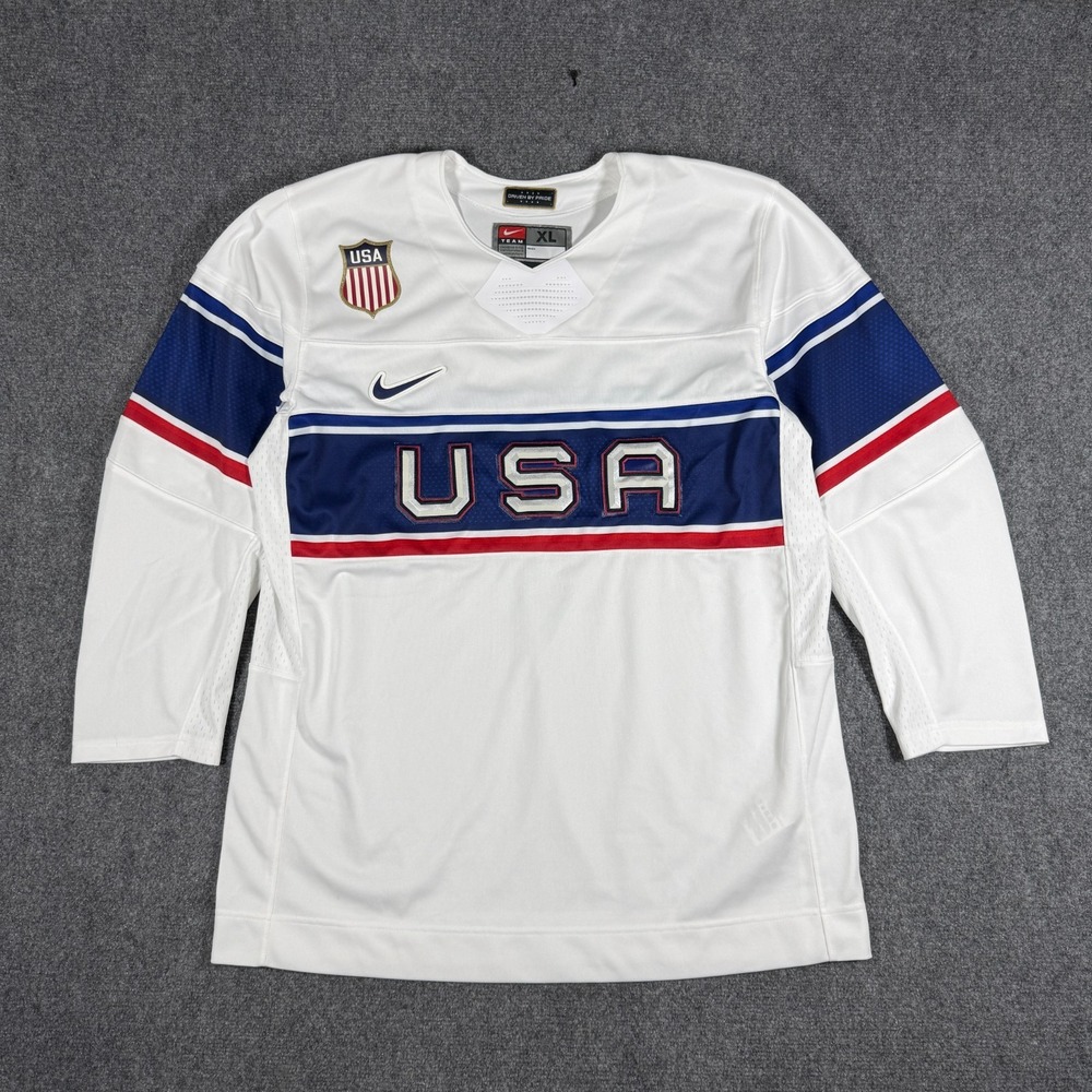 Nike USA Hockey Home 2022 Olympic Jersey White Blue Driven By Pride Mens Size XL